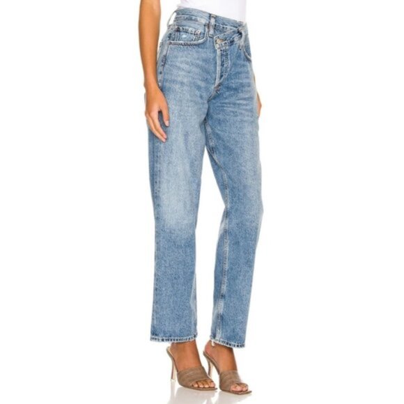 AGOLDE Criss Cross Upsized Jeans Straight Leg Eternal Blue Aritzia 26 - Picture 3 of 9